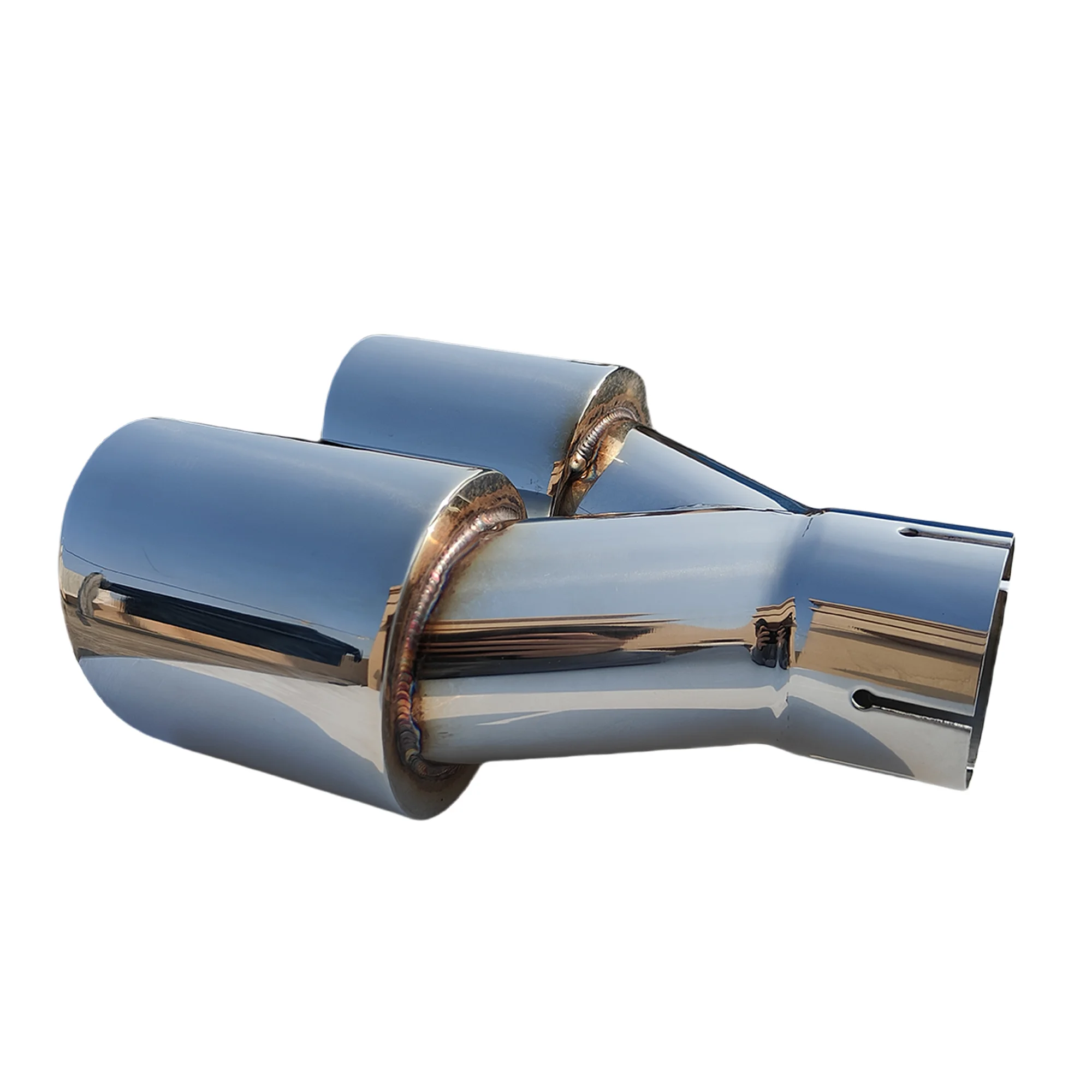 Universal Car Stainless Steel Tail Throat Silencer Length Y-Shaped Double Out Twill Glossy Exhaust Muffler Tip exhaust muffler tip exhaust pipe muffler car intake muffler 1 Pcs