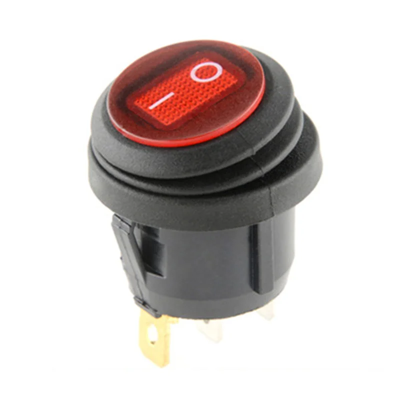 1pcs Black Waterproof 3 Position SPDT Round Boat Rocker Switch 3Pins ON/OFF/ON 6A/250V 10A/125V AC