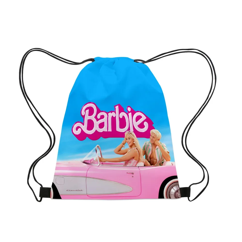 

MINISO 3D New Barbie Print Movie Cartoon School Bag Drawstring Backpack Cartoon Drawstring Pocket Sports Bag Best Gift