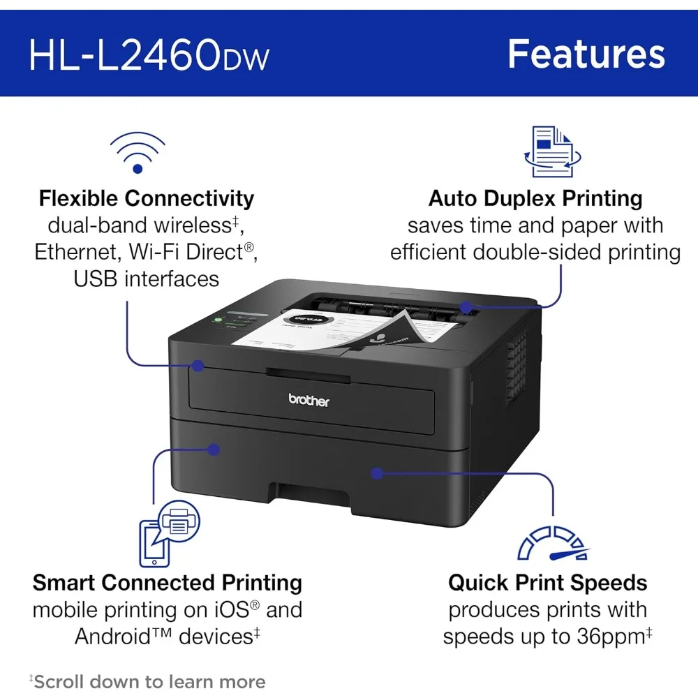 HL-L2460DW Wireless Compact Monochrome Laser Printer with Duplex, Mobile Printing 3