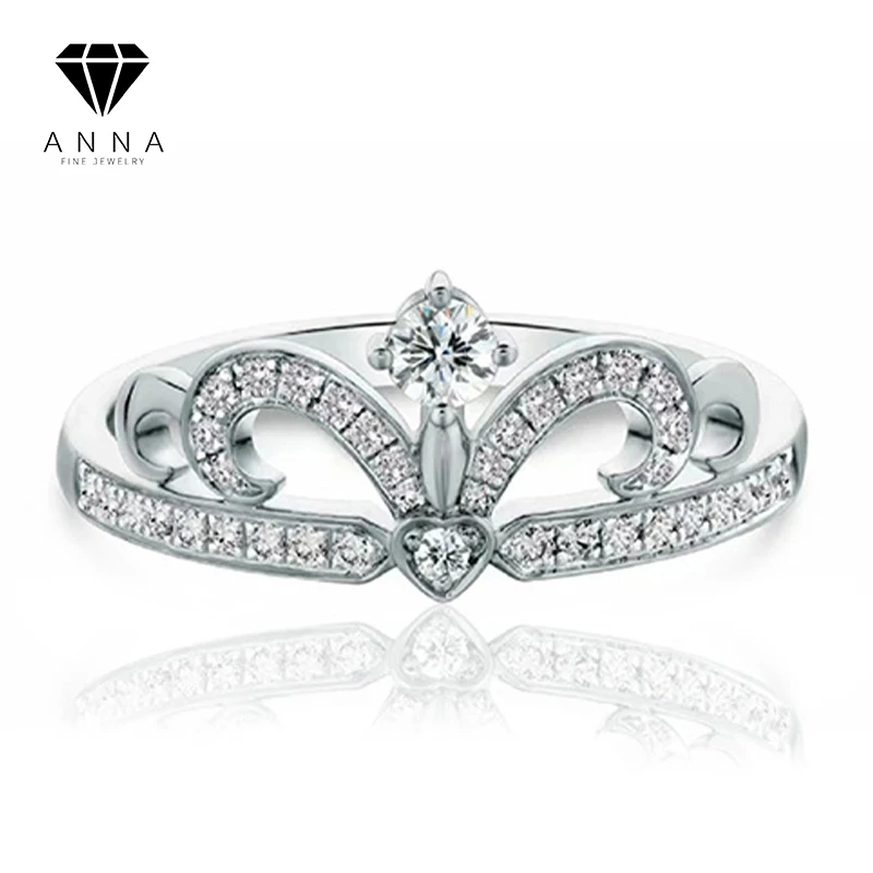 

Real VVS1 Moissanite Crown 100% 925 Sterling Silver Platinum Plated Ring Diamond For Women Wedding Fine Jewelry Anniversary Gift
