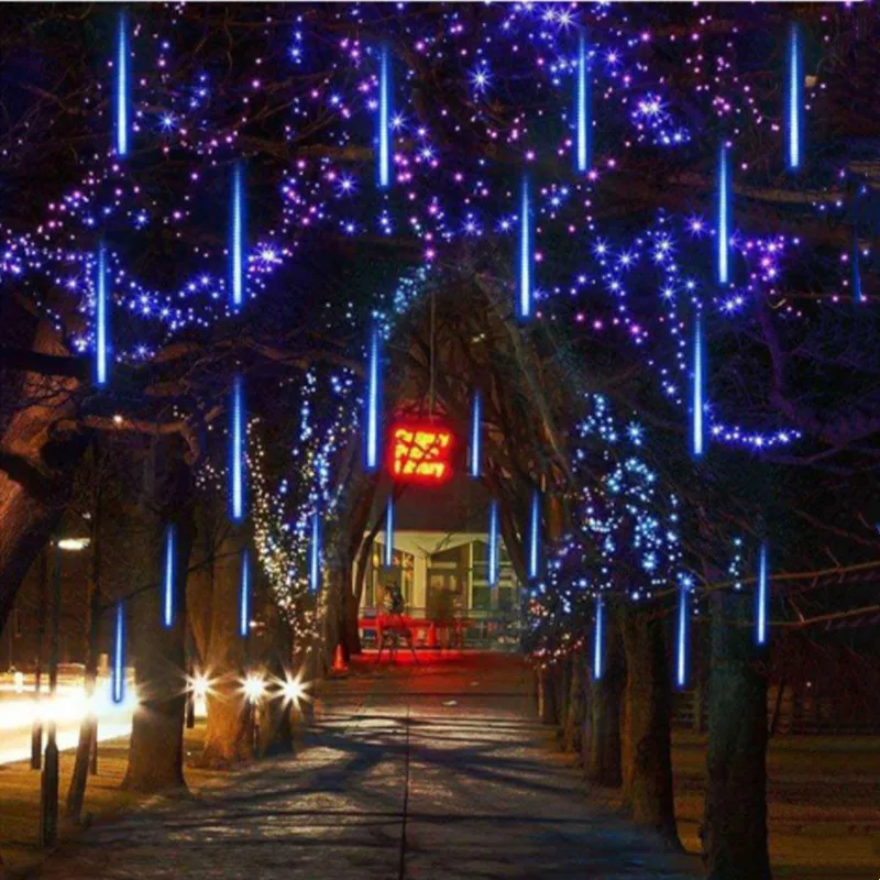 Fairy String Lights Christmas LED Meteor Garland Festoon Holiday Strip Light Outdoor Waterproof Fairy String Lights for Street Decoration