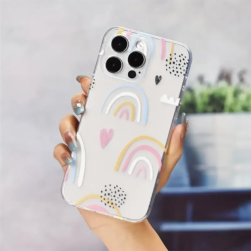 Daisy Flowers Phone Case for IPhone 11 Case IPhone 12 13 14 15 Pro Max XS XR X 7 8 15 Plus SE Colorful Love Heart Cover Fundas