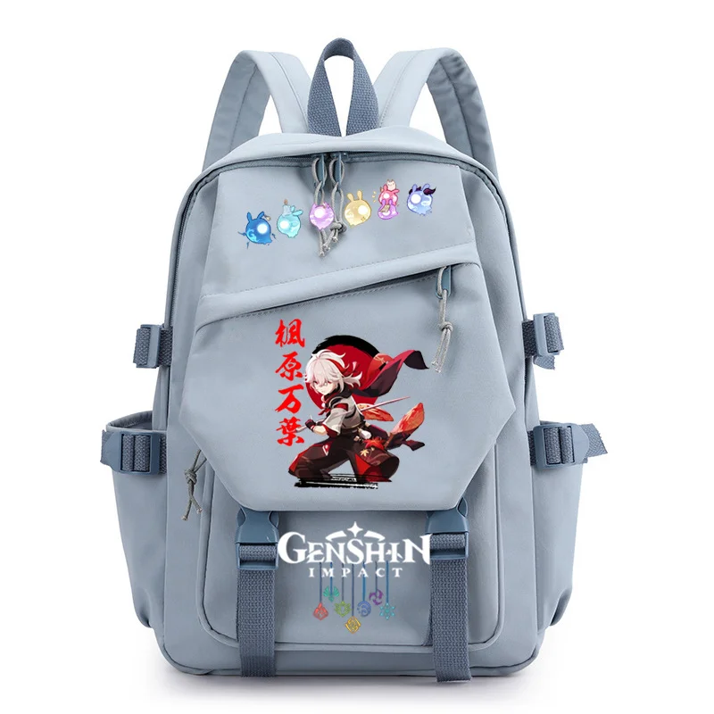 

Аниме периферийный школьный портфель Game Genshin Impact для учеников младшей и старшей школы, модный дорожный рюкзак для женщин qiqi klee