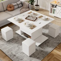 Table basse multifonctionnelle élégante avec bureau ouvrable pour façonner 2 tables et grande capacité pour le salon moderne 3