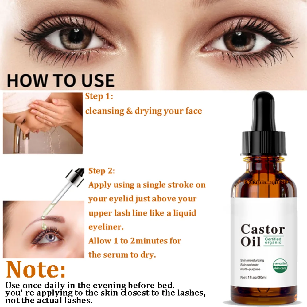 

Eyelash Growth Serum Castor Oil Essence Eyelashes Eyebrows Enhancer Lengthening Fuller Thicker Lashes Lift Treatment Eye Care