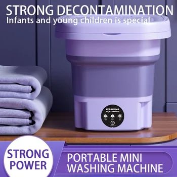 Folding Washing Machine Convenient 8L  Drying Function UV Sterilization Socks Underwear Clothes Washing Machine Home Dormitory