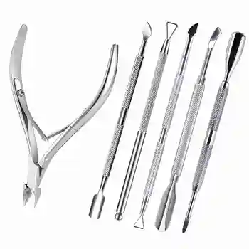 Nail Professional Stainless Steel Nail Cutter Scissor Nippers Muti Function Cuticle Pusher Remover Nail Care Manicure Tools 2028