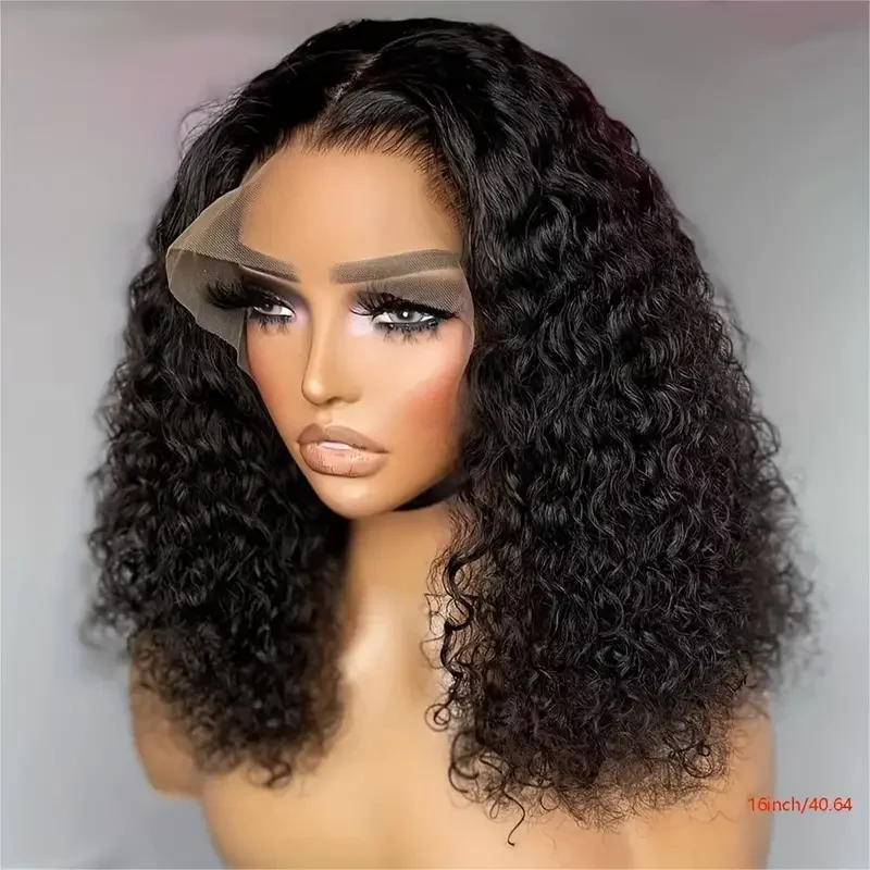 16A Kinky Curly Human Hair Wigs 13X4 Lace Frontal Wigs For Women Pre Plucked With Baby Hair Brazilian Virgin Jerry Curly Bob Wig