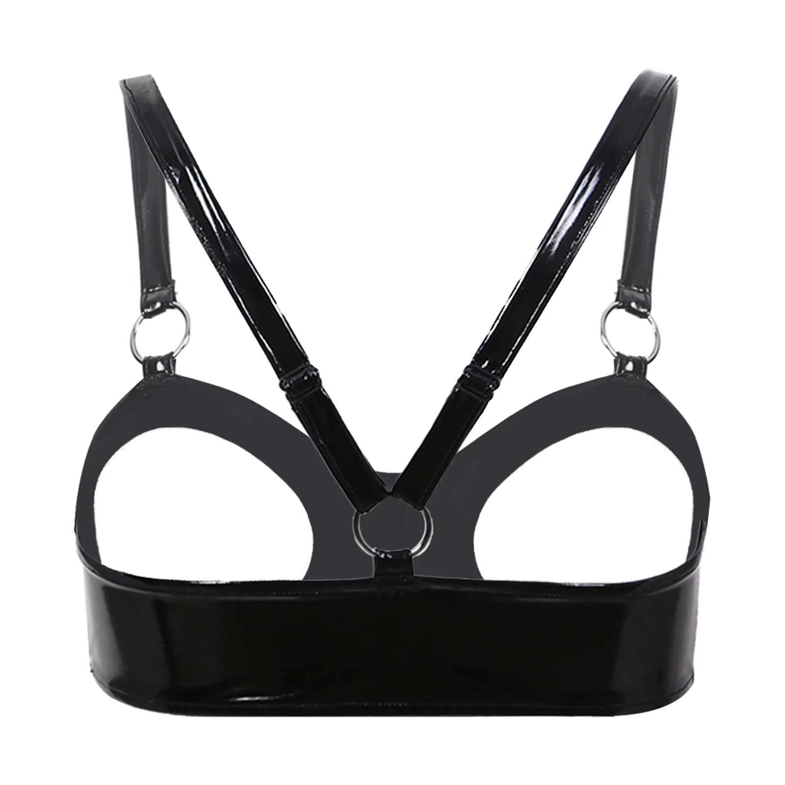 Sexy Open Cup Bra Lingerie for Womens Wet Look Patent Leather Open Nipple Exposed Breasts Bralette Clubwear erotic lingerie