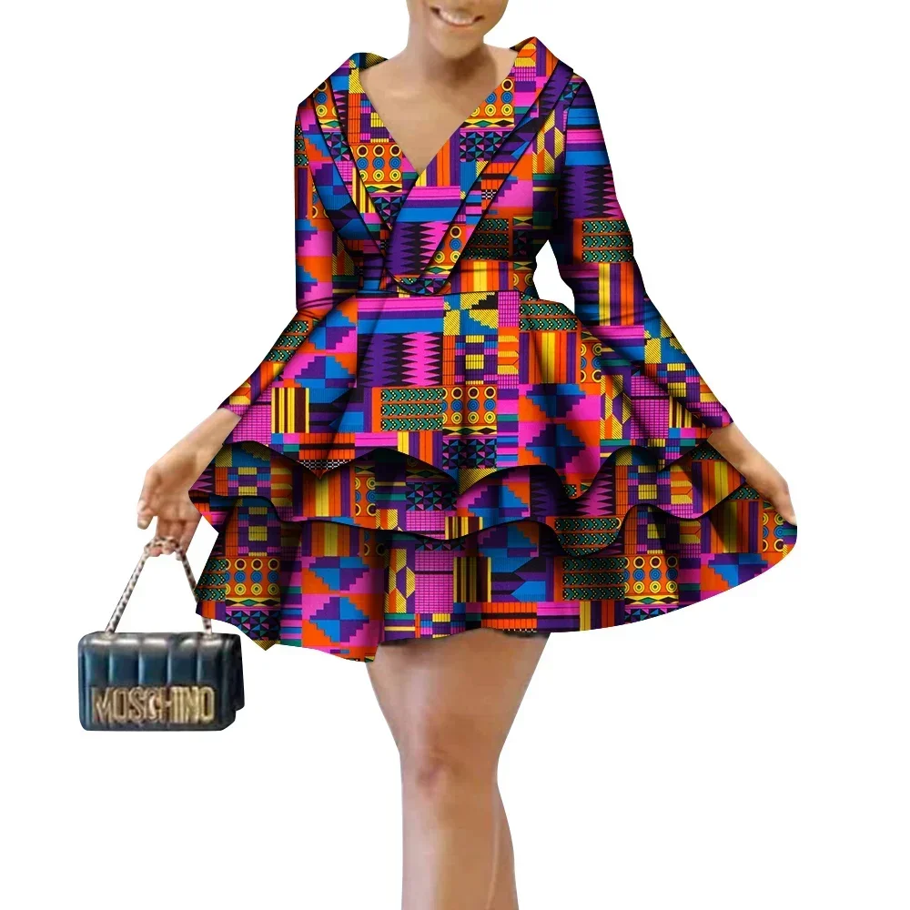 African Dashiki Dress With Headwrap - 100% Cotton Floral Print, Plus Size Available