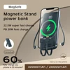 Xilecaly For MagSafe Power Bank 20000mAh with Built-in Cable Wireless Magnetic Charger PD 20W Fast Charging for iPhone 15/14/13 5