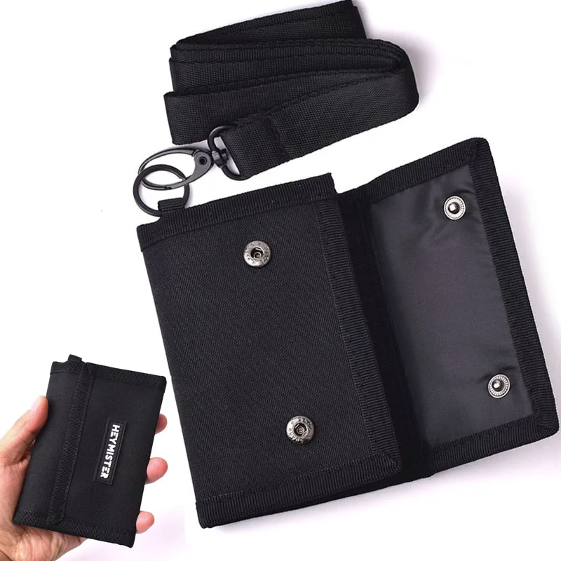 Fashion Youth Trifold Wallets Oxford Cloth Students Sling Neck Bag Short-Style Wallets Hasp Coin Purse Card Holder Case
