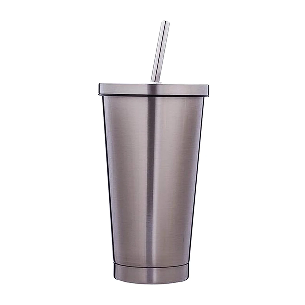 Stainless Steel Smoothie Tumbler With Straw - Juice & Iced Coffee Travel Cup