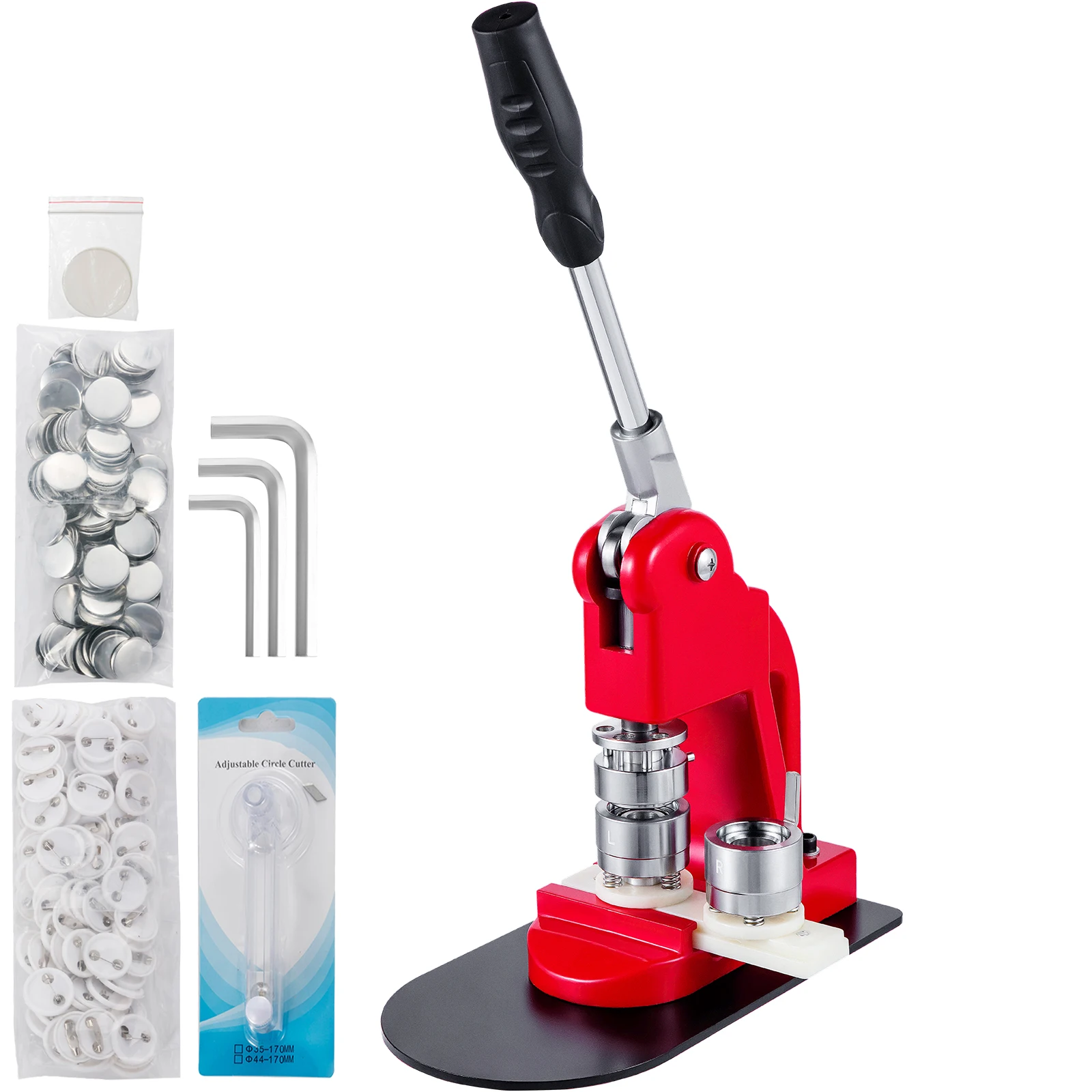 Vevor 25mm Badge Maker Machine Diy Button Pin Brooches Press Making Tool With 1000pcs Circle