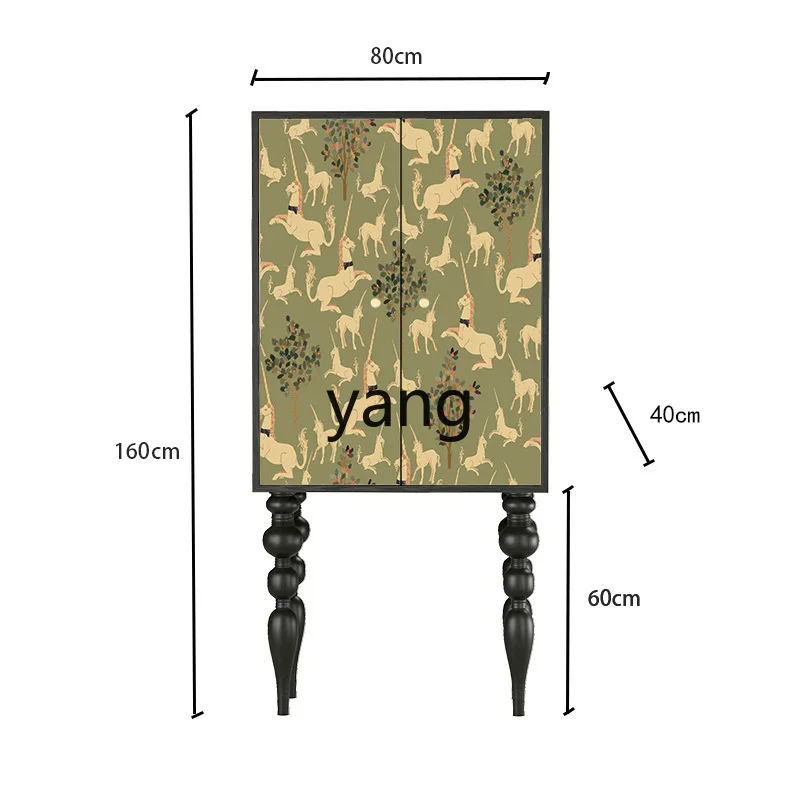 

LXL Cream Pony Household High Foot Cabinet Solid Wood Living Room Entrance Storage Chest of Drawers