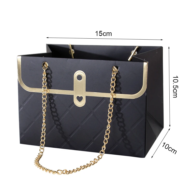 1/3pcs Elegant Portable Flower Gift Boxes Metal Chain Handles Paper & Metal Bouquet for Wedding Birthday