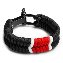 Stylish Adjustable Paracord Survival Bracelet with Metal Buckle (Black)