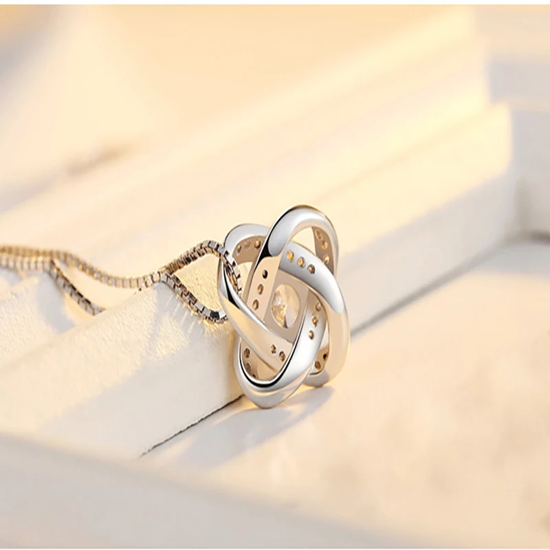 s925 Silver Eternal Heart Clover Spinning Diamonds Necklace European and American Jewellery for Mum, Girlfriend. 6