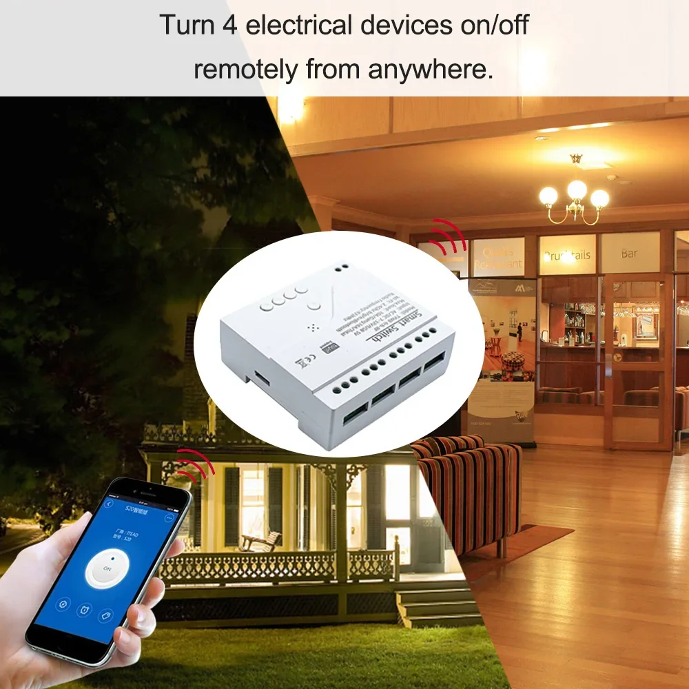 Tuya Wifi RF 4 Channel Module 85-265V Smart Switch Tuya Zigbee Garage Door Switc