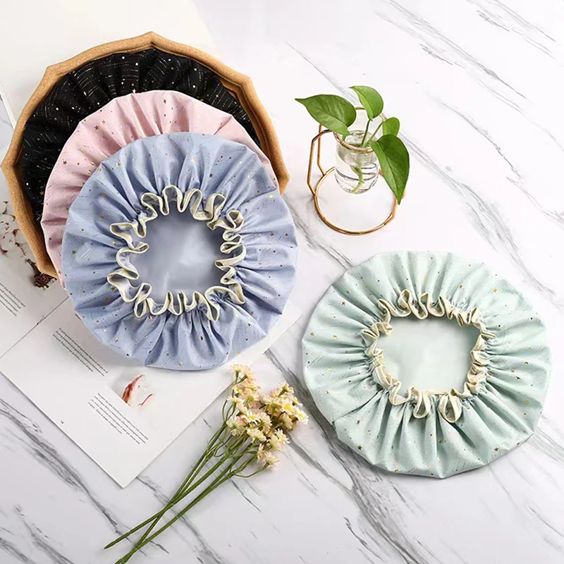 Waterproof shower cap shower cap thick double layer for women kitchen bathroom shampoo