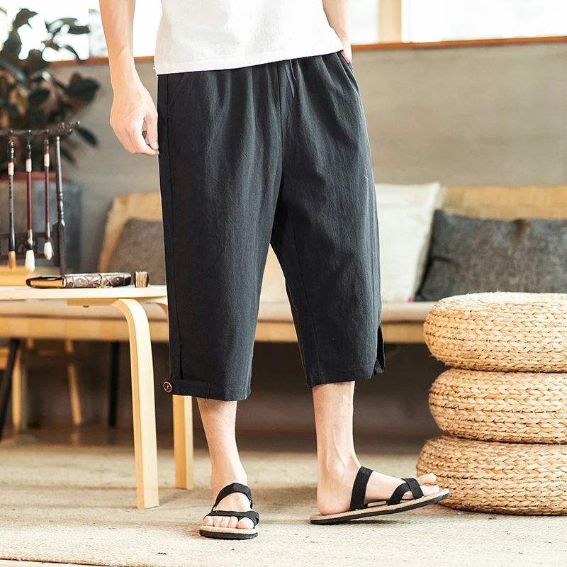 Description Picture 4 of itemSummer Cropped Pants, Men's Casual Linen Shorts, Loose Pants, Summer Cotton Linen Thin Style, Fashionable and Comfortable