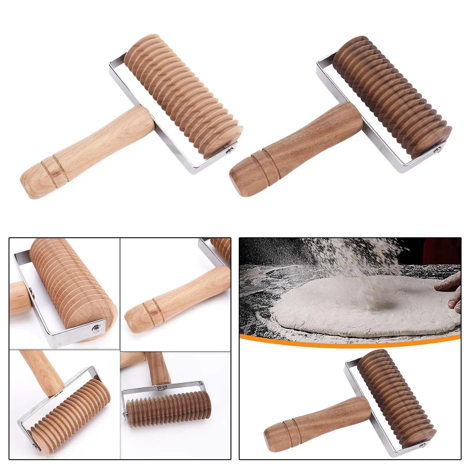Wooden Pasta Cutter Comfort Handle Docker Kitchen Utensils Cooking Tools Pasta Roller Noodle Lattice Roller for Home Restaurant