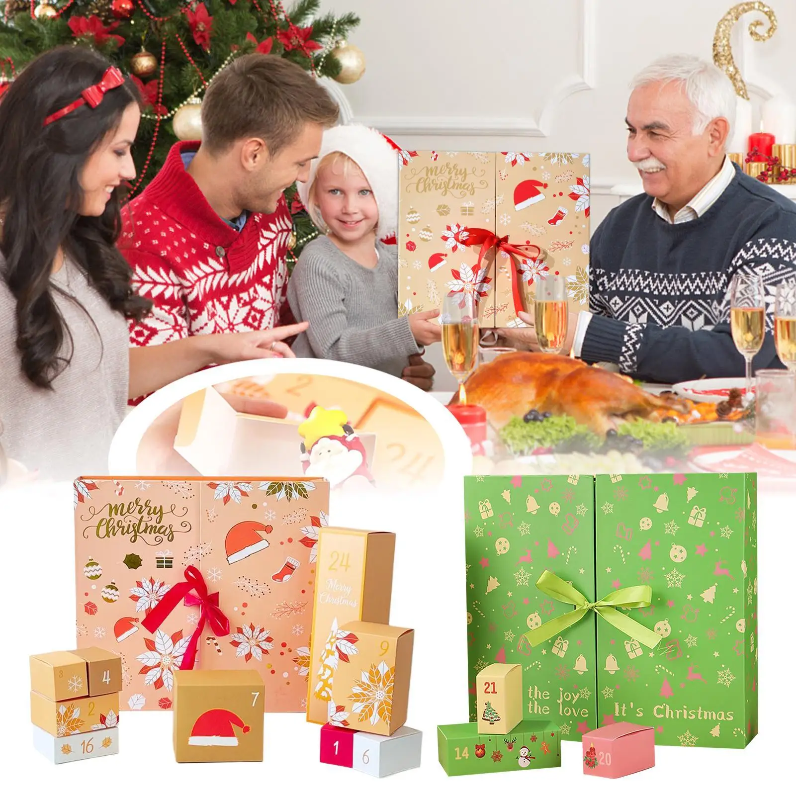 Christmas Advent Calendar Decoration 24-Day 2025 Empty Calendars Advent Box to Fill Holiday Case for Festival Birthday Kid Adult