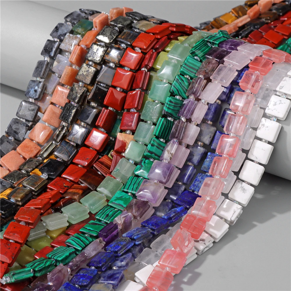 15mm Square Twist Gemstone Beads - Assorted Natural Stones For Jewelry Making 5 thumbnail image