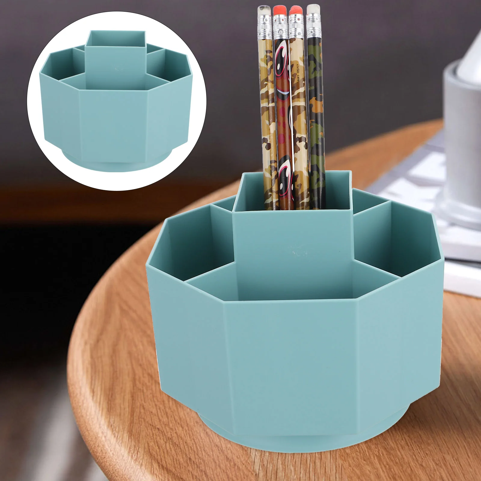 

Pen Storage Box Pencil Pots Desktop Rotating Stationery Organizers Holder Decor