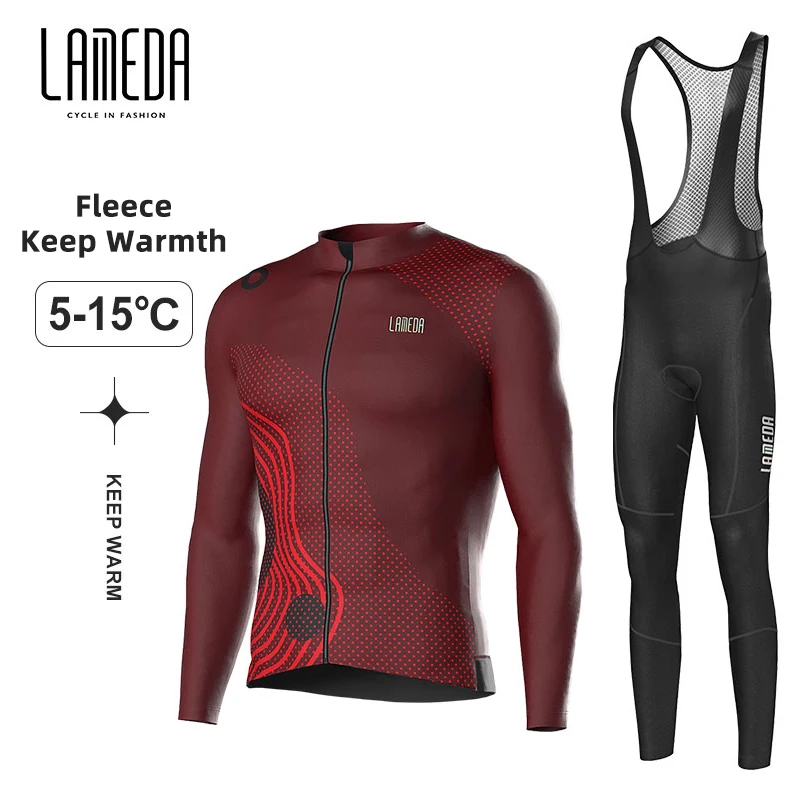 

LAMEDA Winter Cycling Jersey Suits Men Keep Warm Fleece Bicycle Long Sleeves Autumn MTB Road Bike Tight Top