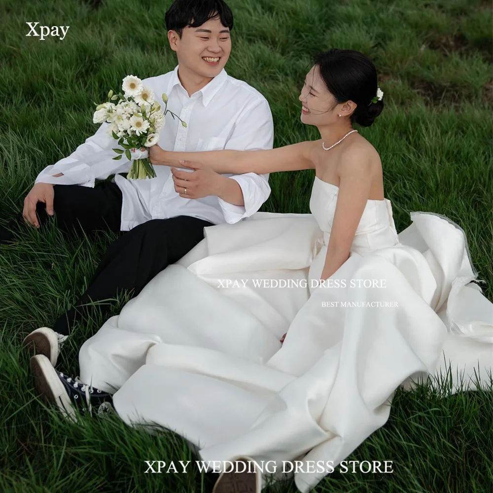 

XPAY Elegant Strapless Wedding Dresses For Korea Women Sleeveless Backless Bridal Dress For Photo Shoot Custom Size Bride Gowns