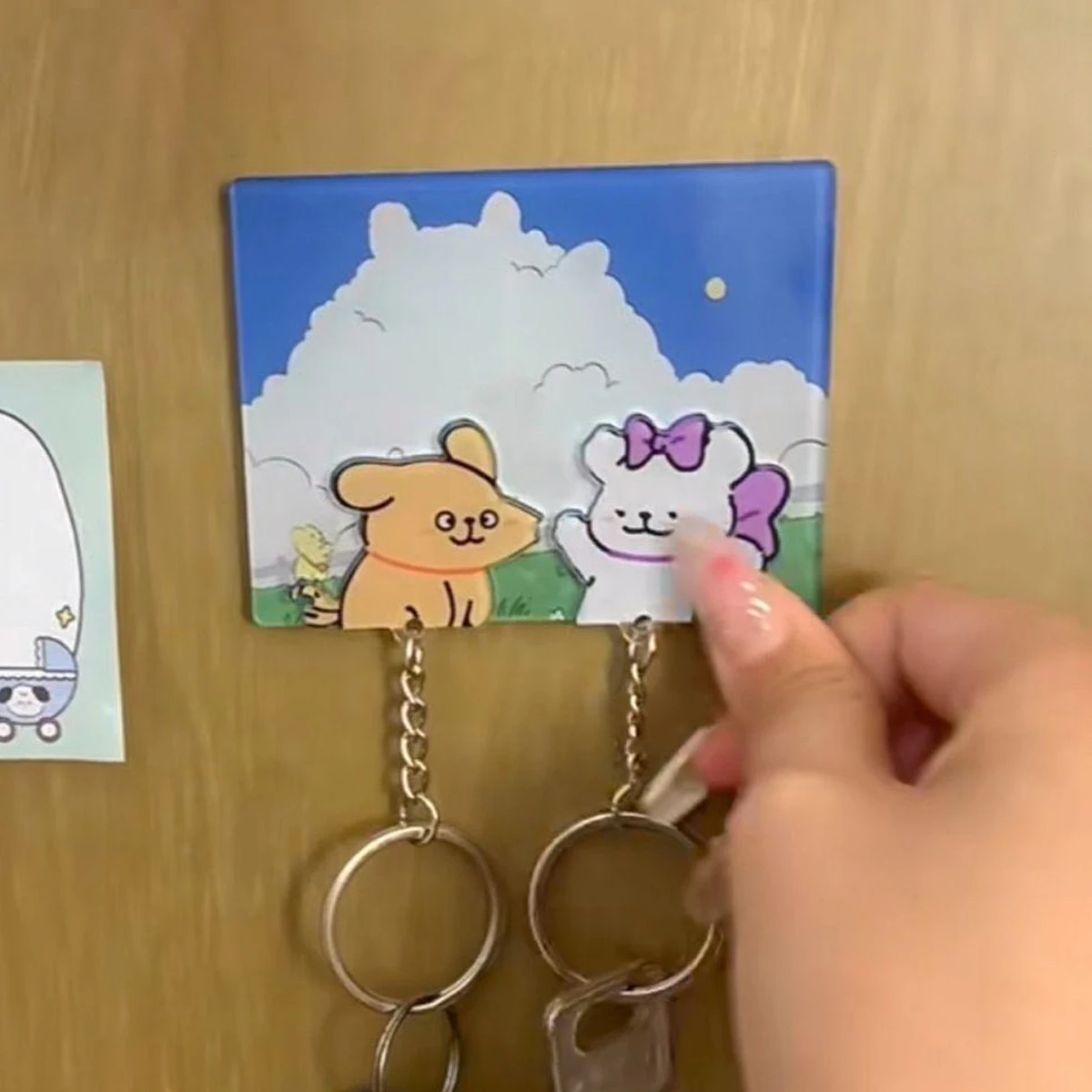 Up Movie Key Holder Couple Shared Keychain Hanger Cartoon Dog Acrylic Anti-Lost Jigsaw Key Ring Pendant Hanger Door Home Decor