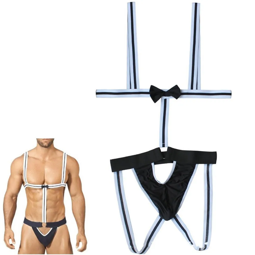 Sexy lingerie Panties Briefs Men's hot costumes intimate sexy underwear nightclub DS clothing collar dance wear men's panties