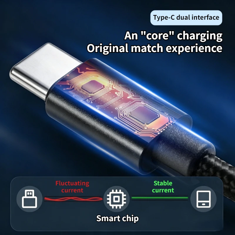 High-Speed Nylon Braided USB-C Fast Charging Cable - 60W 5A, Available in 1m and 3m Lengths
