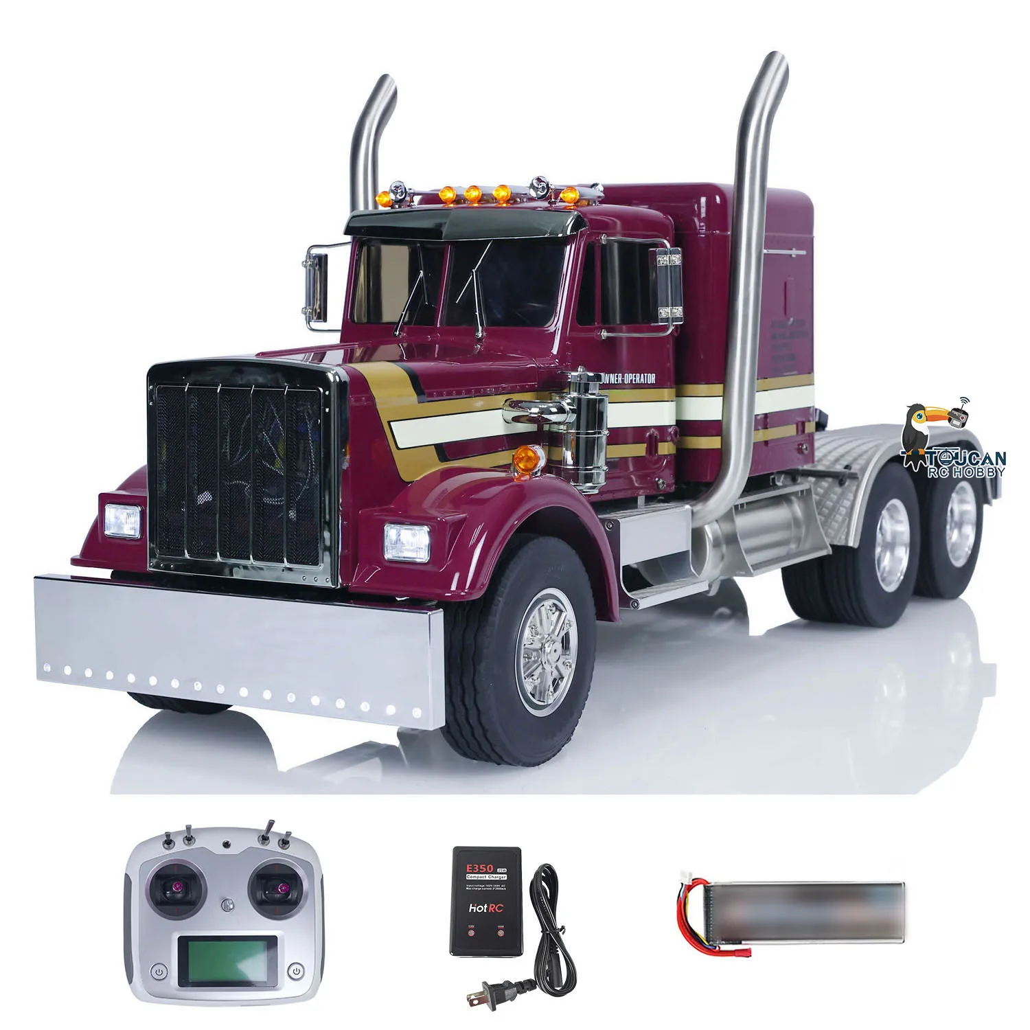 56301 1/14 6x6 RC Tractor Truck Metal Chassis RTR Remote Control Car Sound Light 2-speed Battery Toy Model Gifts for Boys 2