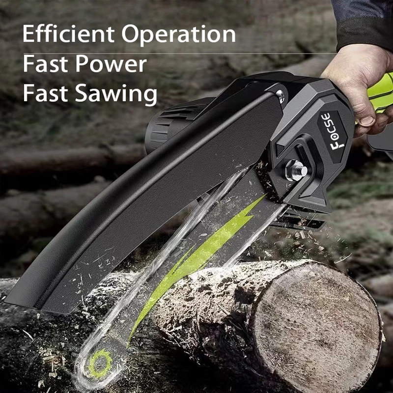 Mini Chainsaw 4/6-Inch Powerful Cordless Rechargeable Handheld Garden Electric Saw Cutting Powered by 18V Battery Power Tool 4