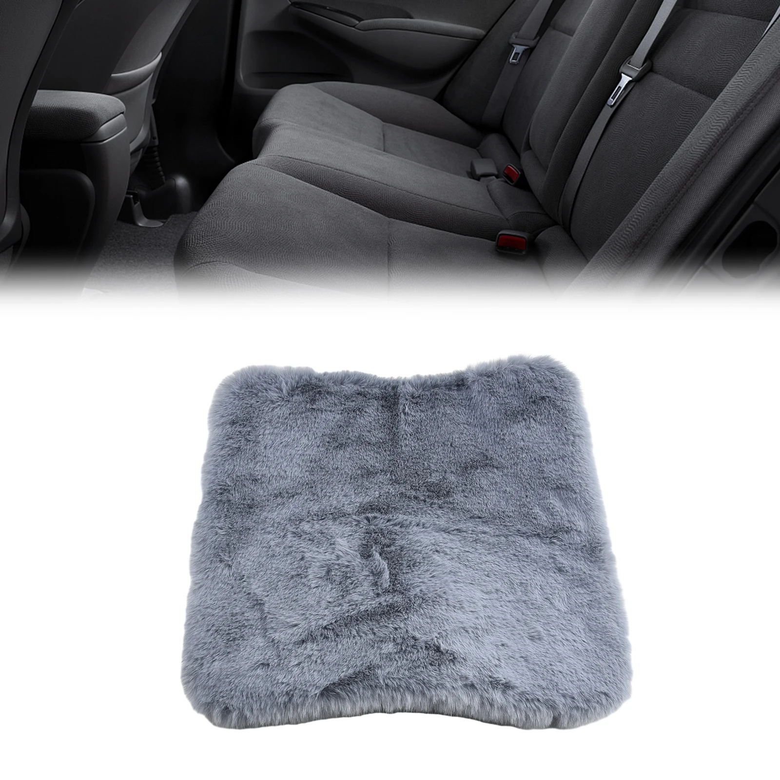 

1PC Car Front Cushion Winter Plush Rabbit Fur Warm And Thickened Office Cushion Grey Beige Black 49x49cm Auto Accessories