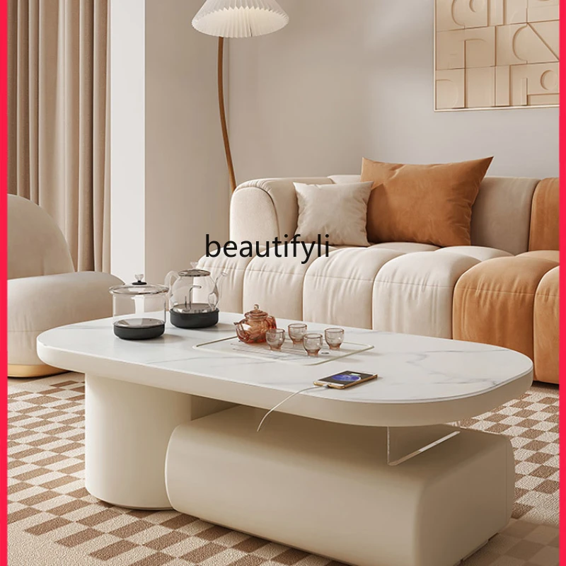 

Stone Plate Kung Fu Tea Table Tea Table Tea Making Integrated Living Room Home Cream Style Modern Retractable