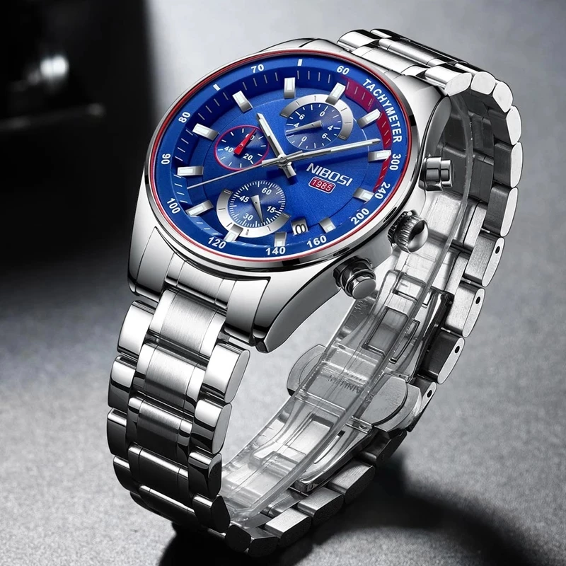 NIBOSI Fashion Mens Watches Top Brand Luxury Quartz Watch Men Waterproof Chronograph Luminous Hands Wristwatch Relogio Masculino
