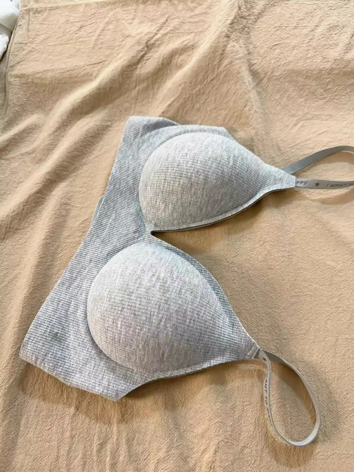 Women's Pu Bra Underwear Sl Thiened Anti Sagging V-Ne 3/4 Cup Gathered Fixed Strap Full Coverage