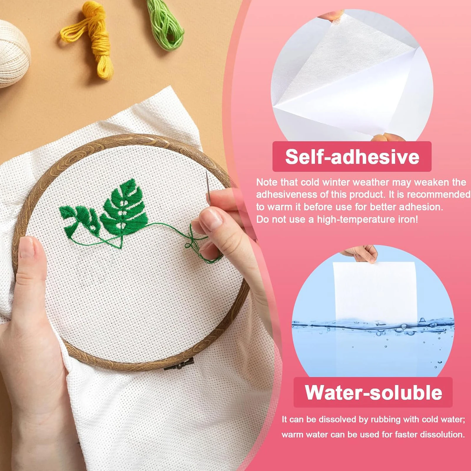 5개입 A4(8.3인치 x 11.7인치) 사이즈 수용성 안료 안정제(자수, 스티커 및 스티치 자수용 전사지, 워시 어웨이, 자수용)