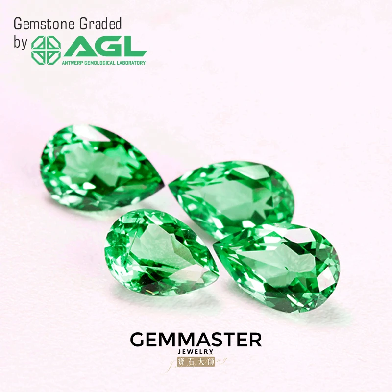 Pear Lab Grown Emerald Vivid Green With AGL certificate VVS VS Emerald Stone Hydrothermal Lab Colombia Color Green Stone