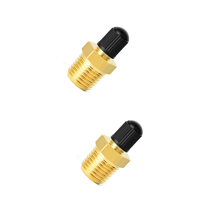2 Stück Messing-Luftpumpenadapter mit Ventilschaft im Inneren, 1/4 Zoll NPT (M) auf Standard-Schrader-Ventil (M), Reifenfüller-Anschluss – Detail 6