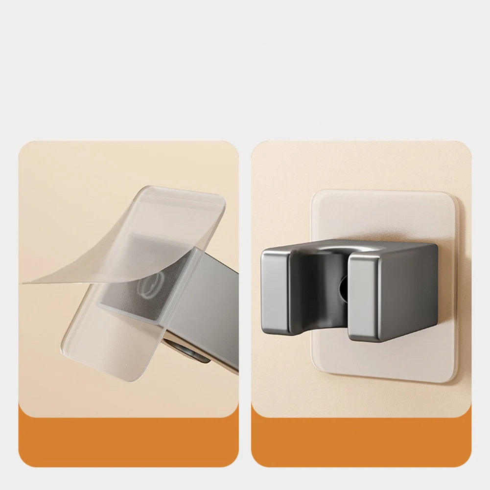 Adjustable Shower Holder Polished Handheld Shower Head Holder Punch-Free Bathroom Wall Mount Bracket Fixing Accessories