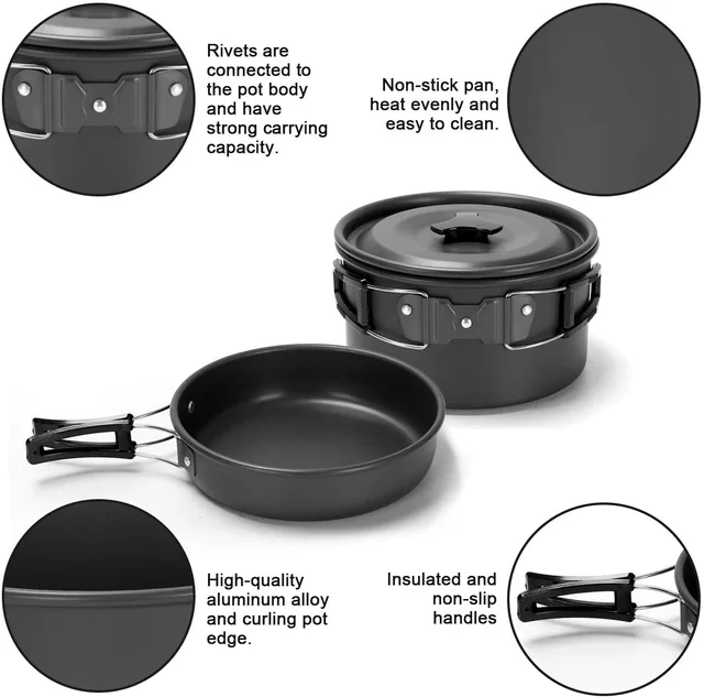 Camping ustensiles de cuisine extérieur Pot bouilloire poêle à frire  matériel portatif Backcountry Ensembles de coutellerie de camping - Chine  Batterie de cuisine de camping Pot extérieur et batterie de cuisine Pot