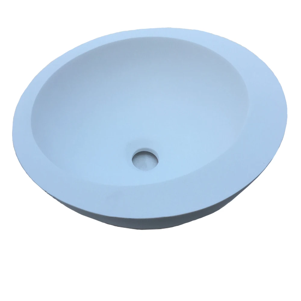 Bathroom Round Above Counter Vessel Sink Cloakroom Solid Surface Stone
