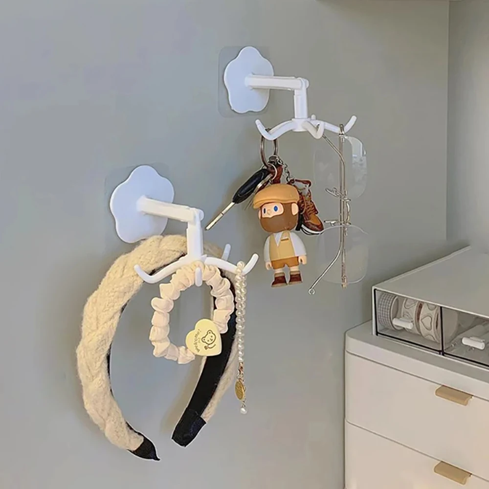 Organizador de joyas giratorio de 360 °, ganchos para collares, anillos, almacenamiento de sombreros, soporte de exhibición, baño, cocina, gancho colgante de pared