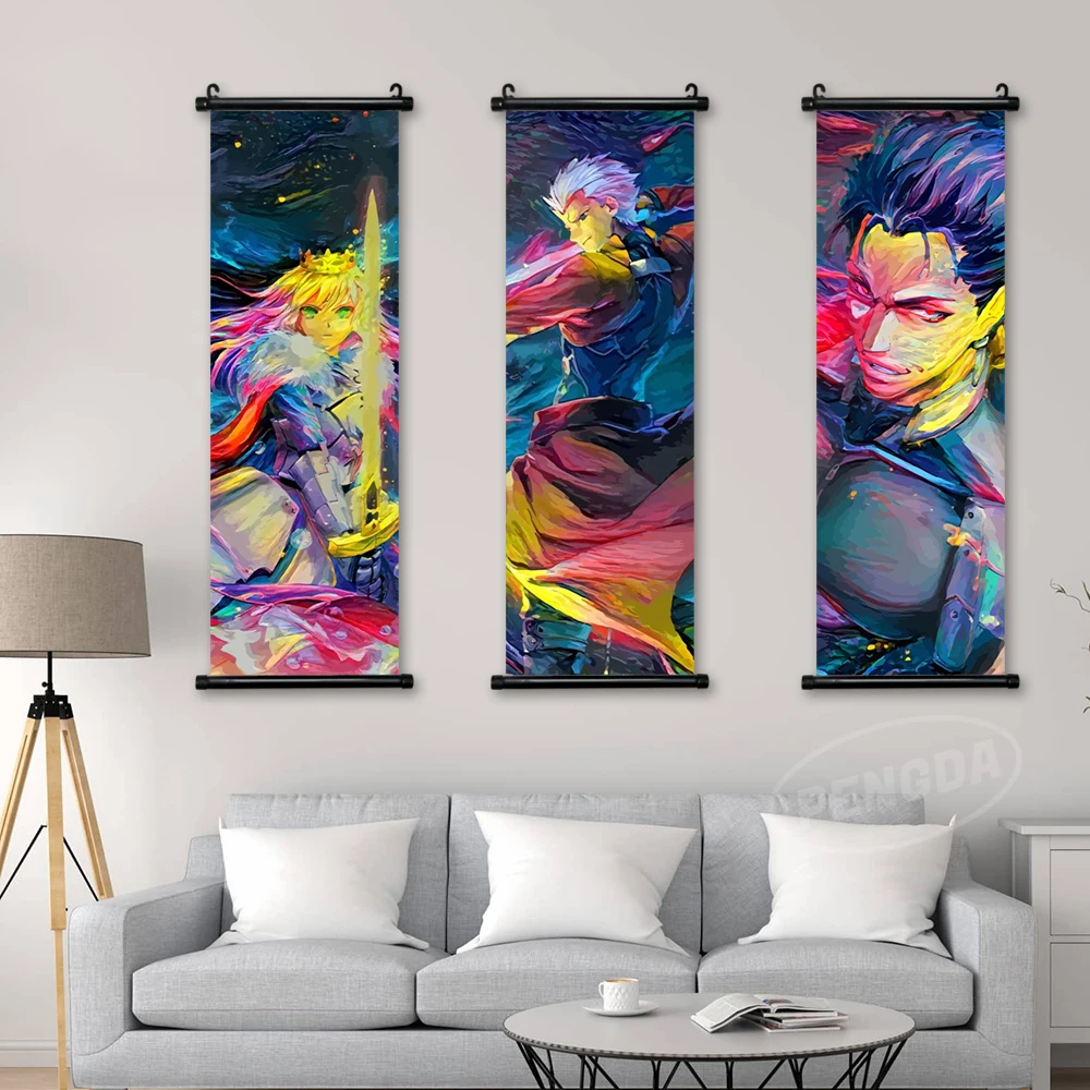 

Print Canvas Anime Poster Home Decoration Mural Fate Stay Night Wall Art Picture Altria Pendragon EMIYA Scroll Hanging Painting