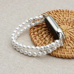Elegant Pearl Beaded Bracelet for Women - Slim Adjustable Elastic Strap, Classic Purple (White)
